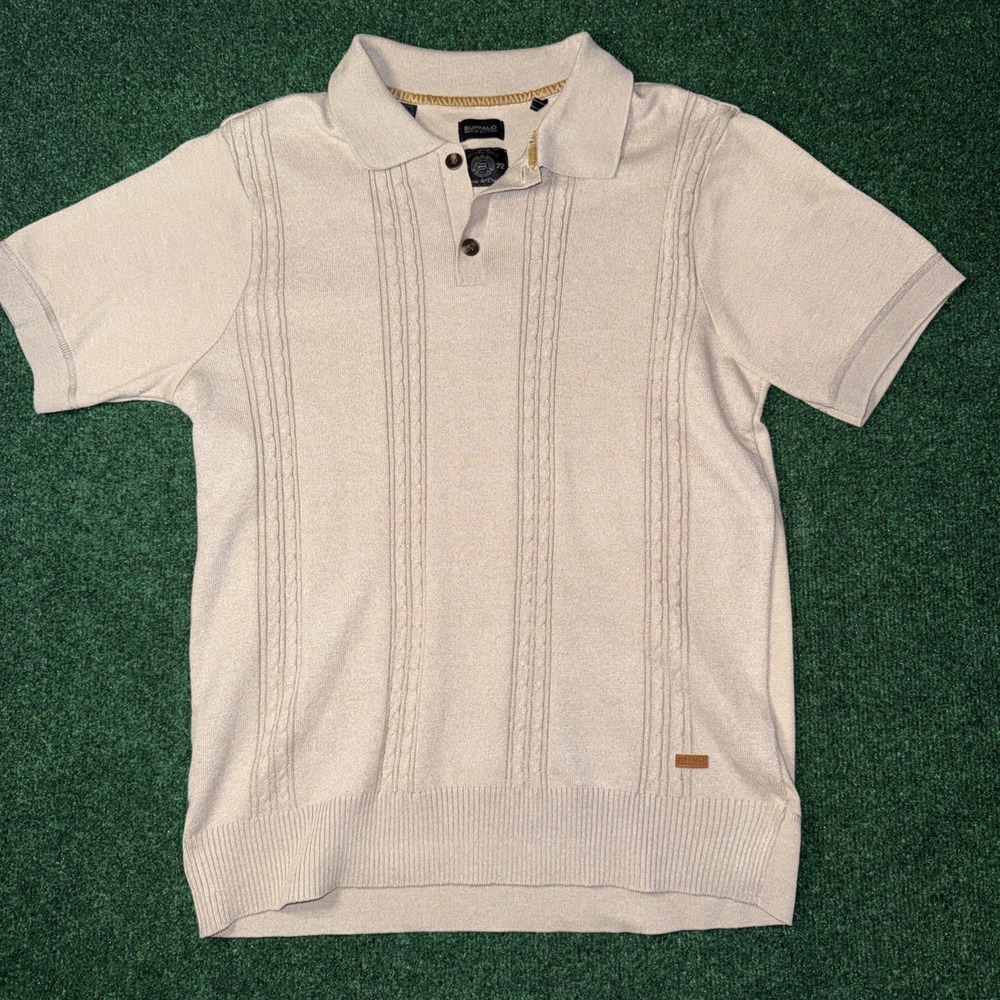 Buffalo David Bitton Beige Collar Shirt Size Medium S34